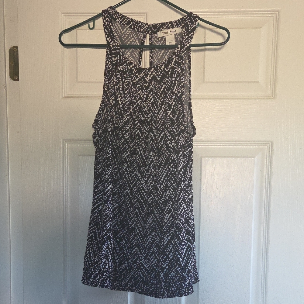White House Black Market Black and White Sleeveless Tank Top